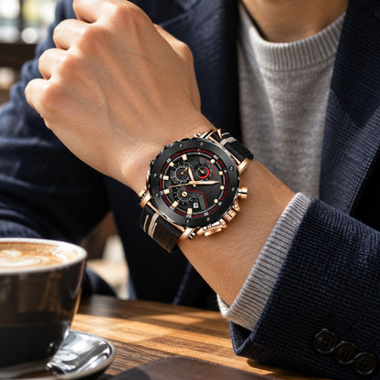 Classic leather chronograph watch