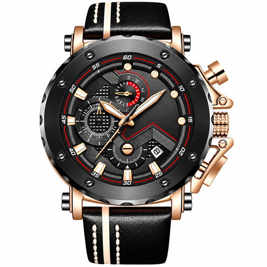 Classic leather chronograph watch