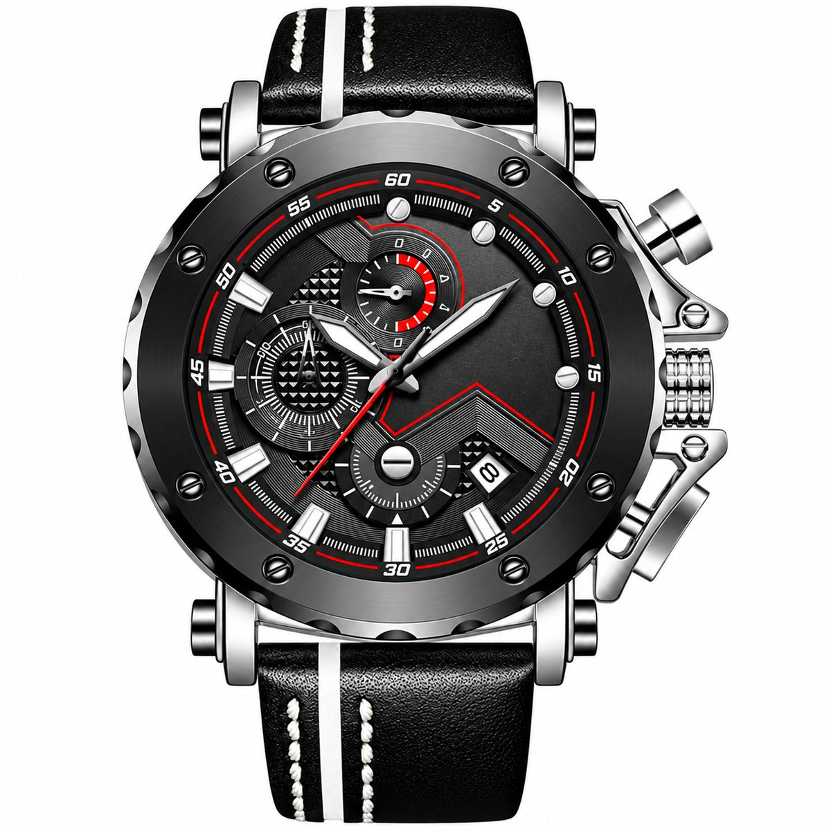 Classic leather chronograph watch