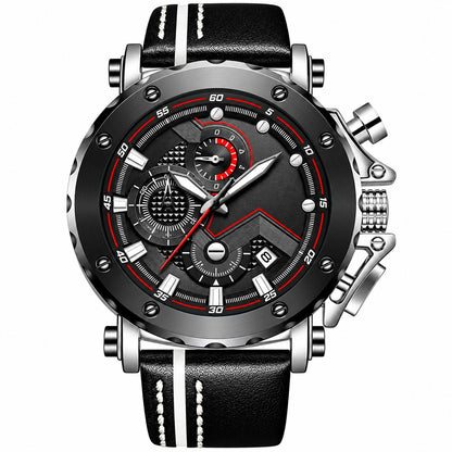 Classic leather chronograph watch