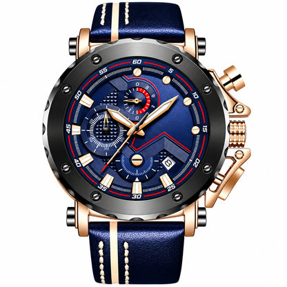 Classic leather chronograph watch